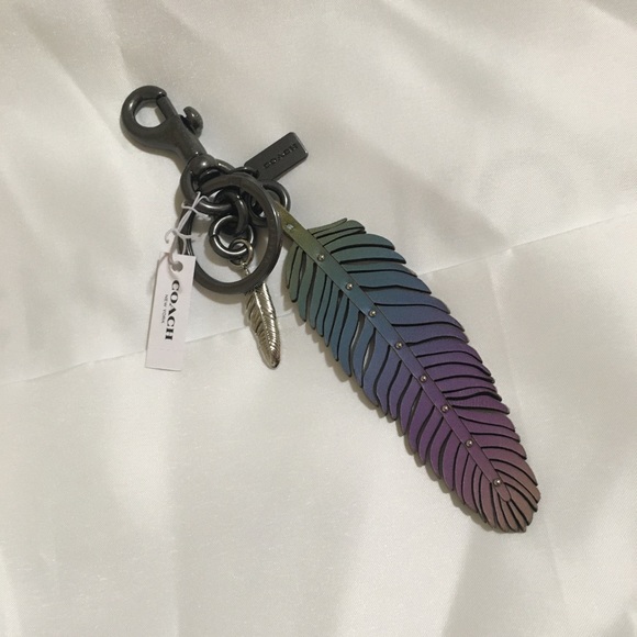 SOLD Coach Ombre Feather Bag Charm - Picture 2 of 3